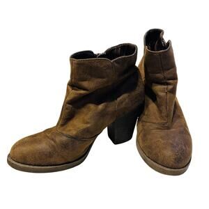 Natural Reflection Brown Zip Up Heeled Ankle Boots women Size 8 Booties Weatern